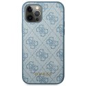 Guess GUHCP12MG4GFBL iPhone 12 / 12 Pro 6,1" niebieski/blue hard case 4G Metal Gold Logo