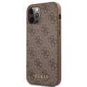 Guess GUHCP12MG4GFBR iPhone 12 / 12 Pro 6,1" brązowy/brown hard case 4G Metal Gold Logo