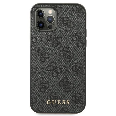 Guess GUHCP12MG4GFGR iPhone 12 / 12 Pro 6,1" szary/grey hard case 4G Metal Gold Logo