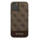 Guess GUHCP12MG4GLBR iPhone 12/12 Pro 6,1" brązowy/brown hardcase 4G Stripe Collection