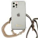 Guess GUHCP12MKC4GSGO iPhone 12/12 Pro 6,1" Transparent hardcase 4G Gold Chain