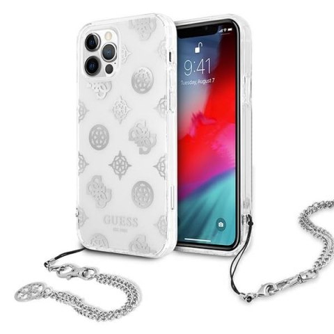 Guess GUHCP12MKSPESI iPhone 12/12 Pro 6,1" srebrny/silver hardcase Peony Chain Collection