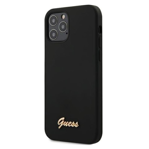 Guess GUHCP12MLSLMGBK iPhone 12/12 Pro 6,1" black/czarny hardcase Silicone Script Gold Logo