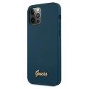 Guess GUHCP12MLSLMGBL iPhone 12/12 Pro 6,1" niebieski/blue hardcase Metal Logo Script