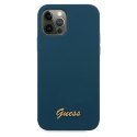 Guess GUHCP12MLSLMGBL iPhone 12/12 Pro 6,1" niebieski/blue hardcase Metal Logo Script