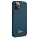 Guess GUHCP12MLSLMGBL iPhone 12/12 Pro 6,1" niebieski/blue hardcase Metal Logo Script