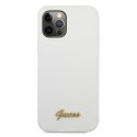 Guess GUHCP12MLSLMGWH iPhone 12/12 Pro 6,1" biały/white hardcase Metal Logo Script