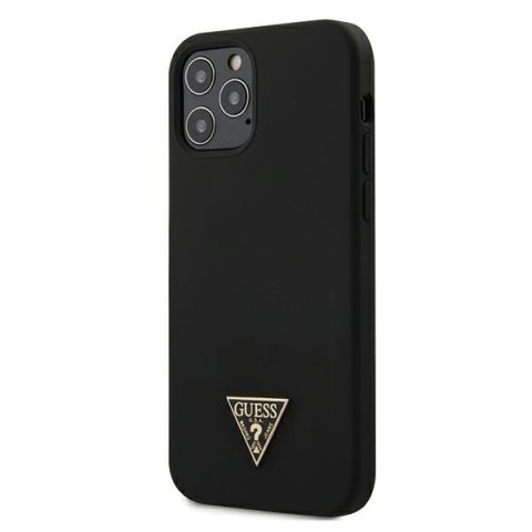 Guess GUHCP12MLSTMBK iPhone 12/12 Pro 6,1" black/czarny hardcase Silicone Triangle Logo