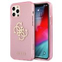 Guess GUHCP12MPCUGL4GPI iPhone 12/12 Pro 6,1" różowy/pink hard case Glitter 4G Big Logo