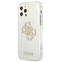 Guess GUHCP12MPCUGL4GTR iPhone 12/12 Pro 6,1" transparent hard case Glitter 4G Big Logo