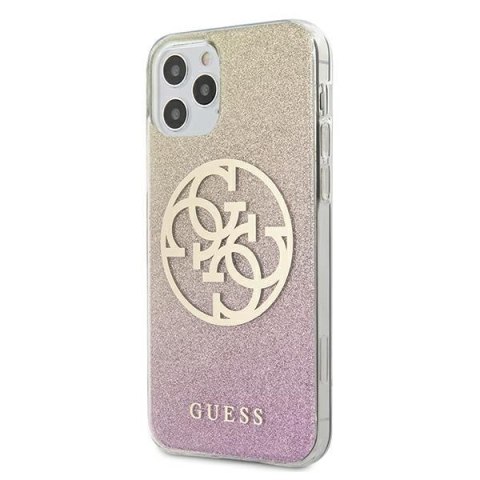 Guess GUHCP12MPCUGLPGG iPhone 12/12 Pro 6,1" różowo-złoty/gold pink hard case Glitter Gradient 4G Circle Logo