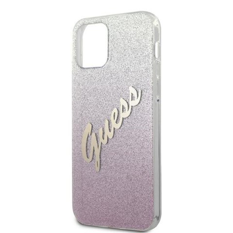 Guess GUHCP12MPCUGLSPI iPhone 12/12 Pro 6,1" różowy/pink hardcase Glitter Gradient Script