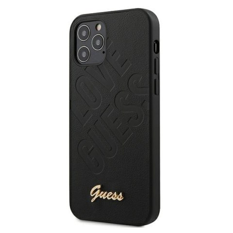 Guess GUHCP12MPUILGBK iPhone 12/12 Pro 6,1" czarny/black hardcase Iridescent Love Script Gold Logo