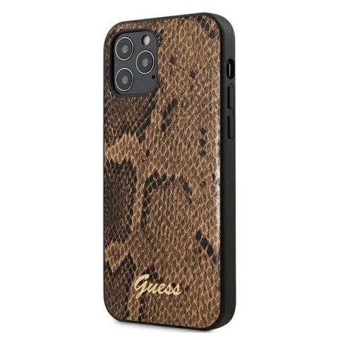 Guess GUHCP12MPUSNSMLBR iPhone 12/12 Pro 6,1" brązowy/brown hardcase Script Python Collection