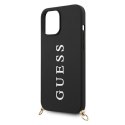 Guess GUHCP12MPUSTCRBK iPhone 12/12 Pro 6,1" black/czarny hardcase Silicone Printed Logo Strap