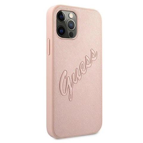 Guess GUHCP12MRSAVSRG iPhone 12/12 Pro 6,1" różowy/pink hardcase Saffiano Vintage Script