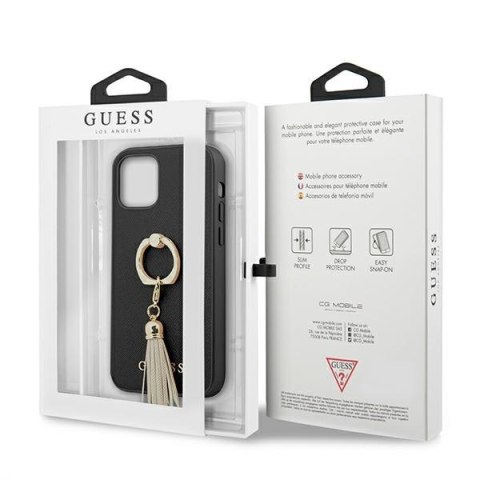 Guess GUHCP12MRSSABK iPhone 12/12 Pro 6,1" czarny/black hardcase Saffiano with ring stand