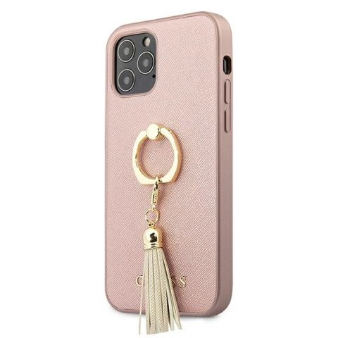 Guess GUHCP12MRSSARG iPhone 12/12 Pro 6,1" różowy/pink hardcase Saffiano with ring stand