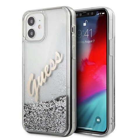 Guess GUHCP12SGLVSSI iPhone 12 mini 5,4" srebrny/silver hardcase Glitter Vintage Script