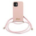 Guess GUHCP12SLSCLMGLP iPhone 12 mini 5,4" różowy/pink hardcase Metal Logo Cord