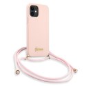 Guess GUHCP12SLSCLMGLP iPhone 12 mini 5,4" różowy/pink hardcase Metal Logo Cord