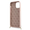 Guess GUHCP12SLSCLMGLP iPhone 12 mini 5,4" różowy/pink hardcase Metal Logo Cord