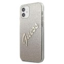 Guess GUHCP12SPCUGLSGO iPhone 12 mini 5,4" złoty/gold hardcase Glitter Gradient Script