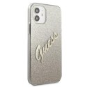 Guess GUHCP12SPCUGLSGO iPhone 12 mini 5,4" złoty/gold hardcase Glitter Gradient Script