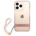 Guess GUHCP13LHTSGSP iPhone 13 Pro / 13 6,1" różowy/pink hardcase Translucent Stap