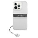 Guess GUHCP13LKB4GGR iPhone 13 Pro / 13 6,1" Transparent hardcase 4G Grey Strap Charm