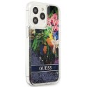 Guess GUHCP13LLFLSB iPhone 13 Pro / 13 6,1" niebieski/blue hardcase Flower Liquid Glitter