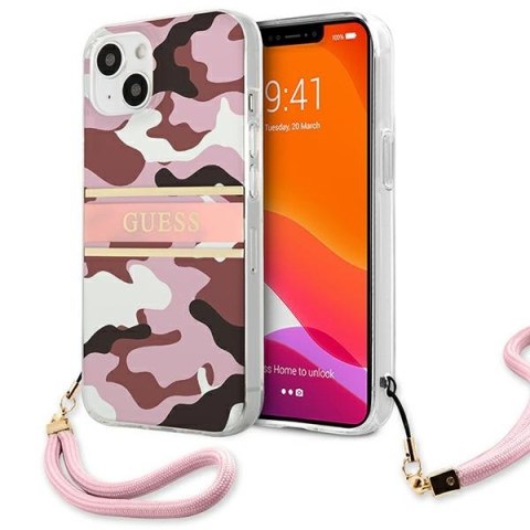 Guess GUHCP13MKCABPI iPhone 13 6,1" różowy/pink hardcase Camo Strap Collection