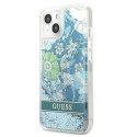 Guess GUHCP13MLFLSN iPhone 13 6,1" zielony/green hardcase Flower Liquid Glitter