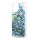 Guess GUHCP13MLFLSN iPhone 13 6,1" zielony/green hardcase Flower Liquid Glitter