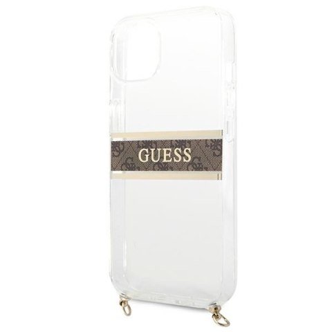 Guess GUHCP13SKC4GBGO iPhone 13 mini 5,4" Transparent hardcase 4G Brown Strap Gold Chain