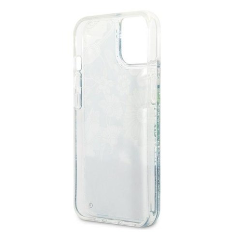 Guess GUHCP13SLFLSN iPhone 13 mini 5,4" zielony/green hardcase Flower Liquid Glitter