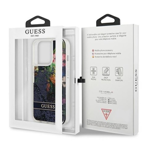 Guess GUHCP13XLFLSB iPhone 13 Pro Max 6,7" niebieski/blue hardcase Flower Liquid Glitter