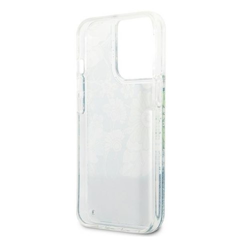 Guess GUHCP13XLFLSN iPhone 13 Pro Max 6,7" zielony/green hardcase Flower Liquid Glitter
