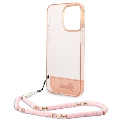 Guess GUHCP14LHGCOHP iPhone 14 Pro 6,1" różowy/pink hardcase Translucent Pearl Strap