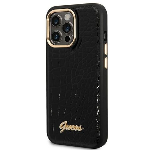 Guess GUHCP14LHGCRHK iPhone 14 Pro 6,1" czarny/black hardcase Croco Collection