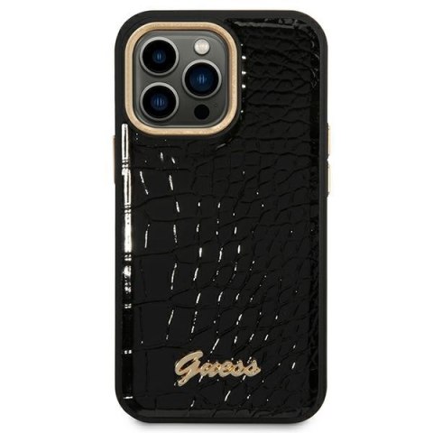 Guess GUHCP14LHGCRHK iPhone 14 Pro 6,1" czarny/black hardcase Croco Collection