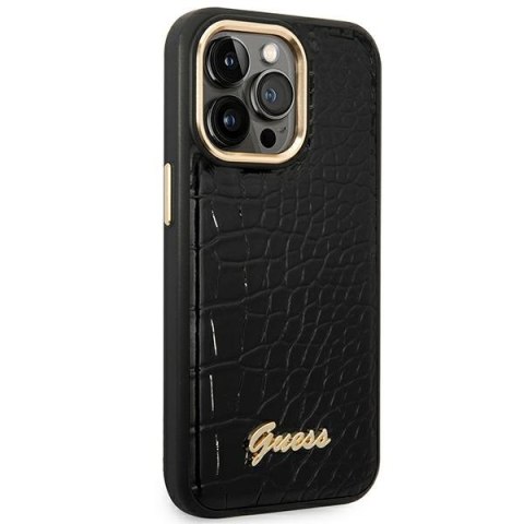 Guess GUHCP14LHGCRHK iPhone 14 Pro 6,1" czarny/black hardcase Croco Collection
