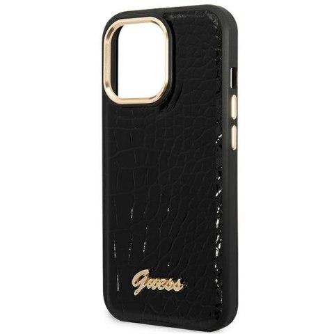 Guess GUHCP14LHGCRHK iPhone 14 Pro 6,1" czarny/black hardcase Croco Collection