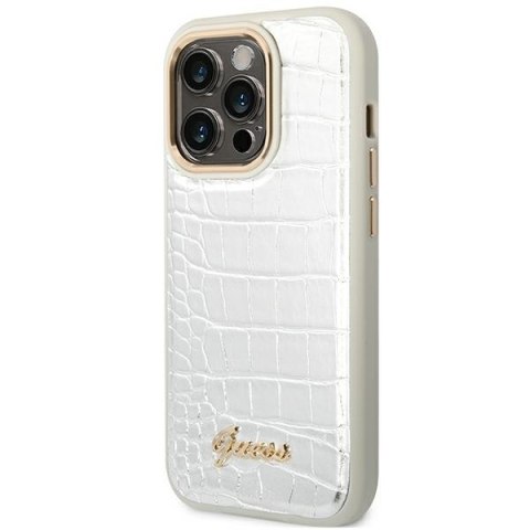 Guess GUHCP14LHGCRHS iPhone 14 Pro 6,1" srebrny/silver hardcase Croco Collection