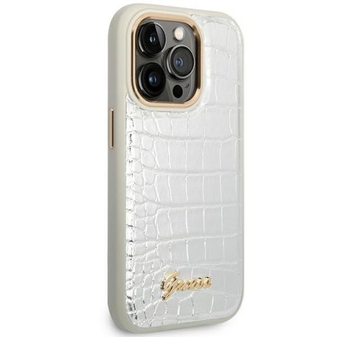 Guess GUHCP14LHGCRHS iPhone 14 Pro 6,1" srebrny/silver hardcase Croco Collection
