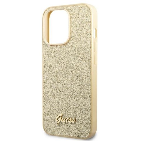 Guess GUHCP14LHGGSHD iPhone 14 Pro 6,1" złoty/gold hard case Glitter Script