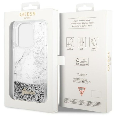 Guess GUHCP14LLCSGSGH iPhone 14 Pro 6.1" biały/white hardcase Liquid Glitter Marble