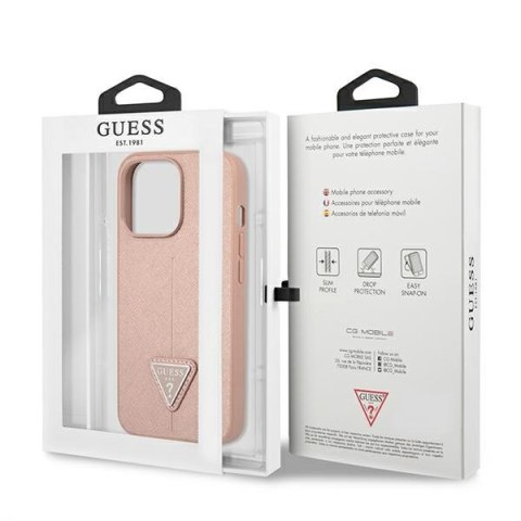 Guess GUHCP14LPSATLP iPhone 14 Pro 6,1" różowy/pink hardcase SaffianoTriangle Logo