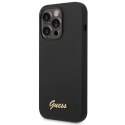 Guess GUHCP14LSLSMK iPhone 14 Pro 6,1" czarny/black hard case Silicone Vintage Gold Logo