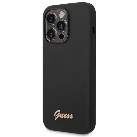Guess GUHCP14LSLSMK iPhone 14 Pro 6,1" czarny/black hard case Silicone Vintage Gold Logo